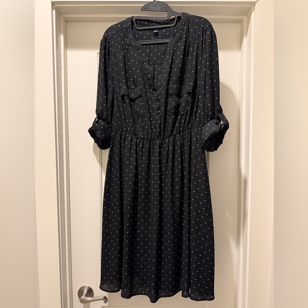 Torrid Harper Georgette Black Polka Dot Dress Size 12/L (Torrid 0)